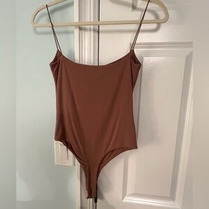 Naked Wardrobe Cocoa spaghetti strap Bodysuit for women